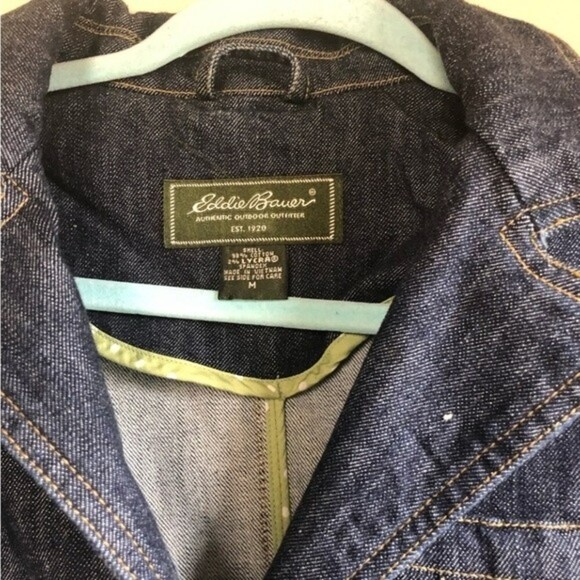 Eddie Bauer Denim Jean Button Up Stretch Jean Jacket Blue Coat - Picture 4 of 4